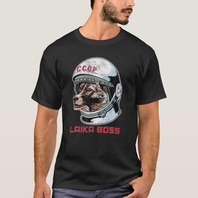 T-shirt LAIKA BOSS Vintage CCCP Russie soviétique URSS Esp (Devant)
