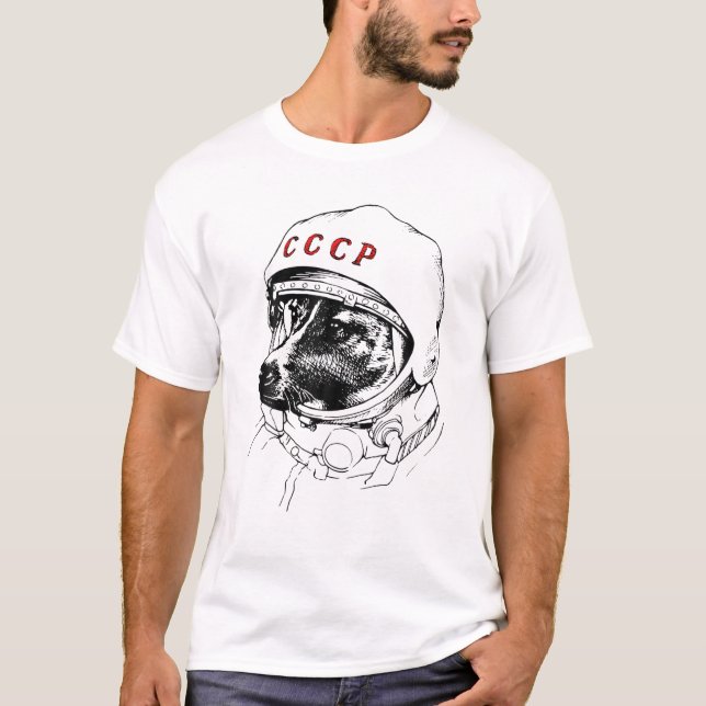T-shirt Laika Space Dog Produit Vintage CCCP Russie soviét (Devant)