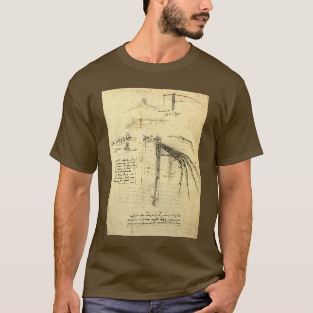 T-shirt L'aile de Léonard de Vinci, esquisse de machine vo (Devant)