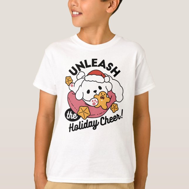 T-shirt Laisser la joie des fêtes - Noël de chien mignon (Devant)