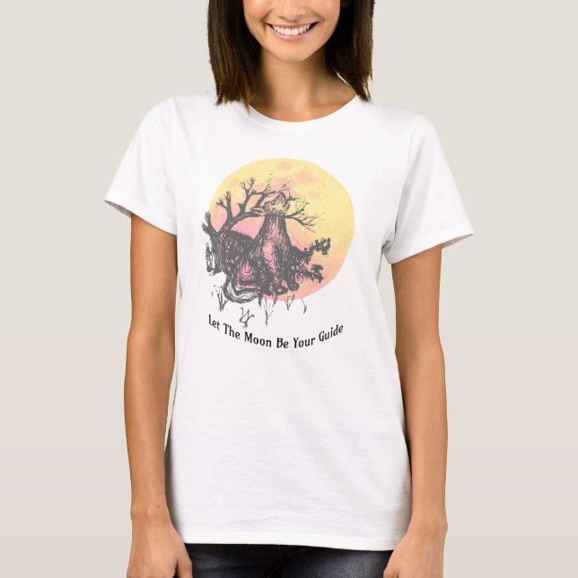 T-shirt Laisser La Lune Guide, Loup sur la Lune et Lettré  (Devant)