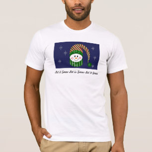 T-shirt Laisser la neige - Snowman avec Casquette rayé et