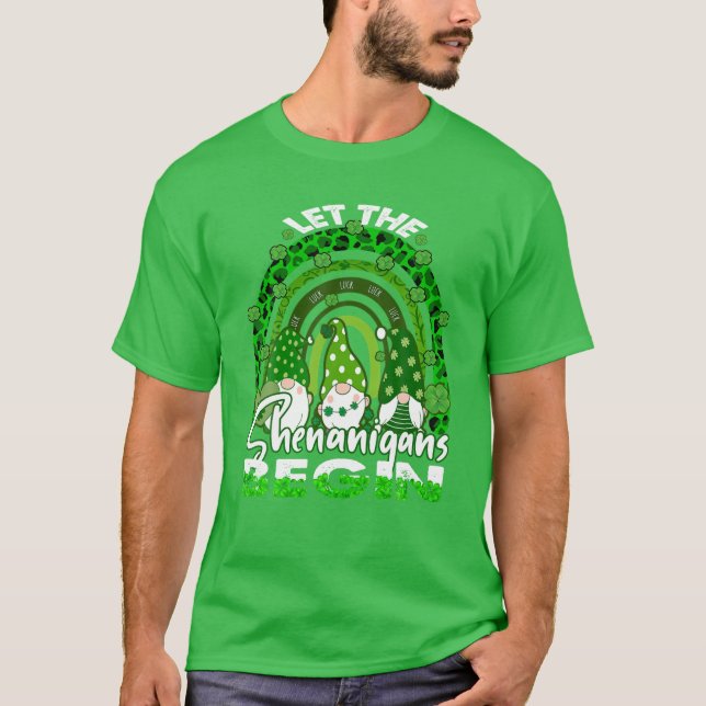 T-shirt Laisser Les Shenanigans Commencer Gnome Rainbow St (Devant)