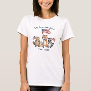 T-shirt Laisser Liberté Anneau Animaux Forêt Patriotique B