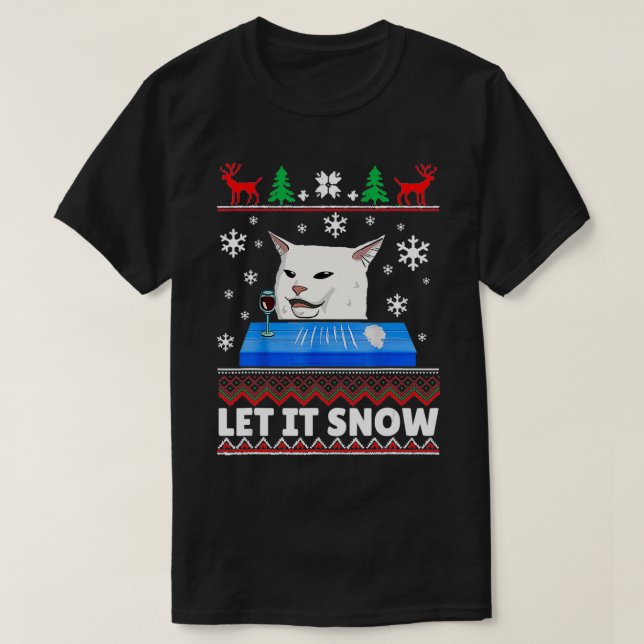 T-shirt Laisser neiger Chat Mème laide Sweater laide Noël  (Design devant)
