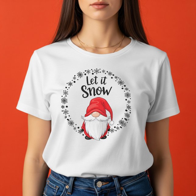 T-shirt Laisser neiger doux Noël Gnome avec des flocons de (Créateur téléchargé)