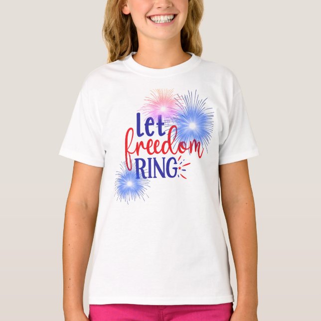 T-shirt Laissez Freedom Ring feux d'artifice Rouge Blanc B (Devant)