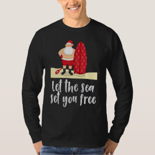 T-shirt Laissez La Mer Vous Offrir Père Noël Hawaiian Surf