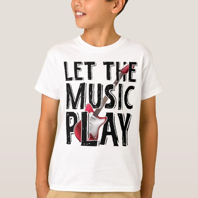 T-shirt Laissez La Musique Jouer La Guitare Électrique (Devant)