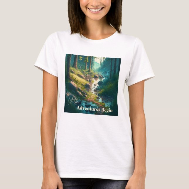 T-shirt Laissez les Aventures Commencer | Art de Camping (Devant)