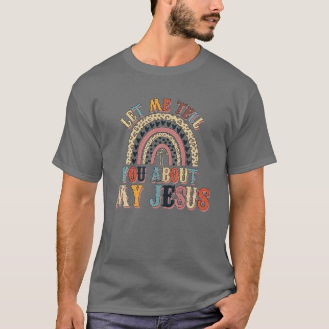 T-shirt Laissez-Moi Vous Parler De Mon Jésus Léopard Arc-E (Devant)