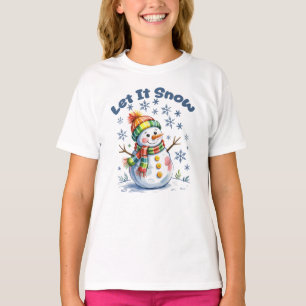 T-shirt Laissez Neiger Bonhomme de Neige Hiver 