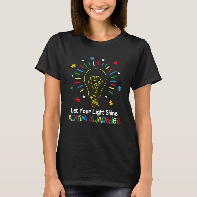 T-shirt Laissez Votre Lumière Éclairer Couleur Puzzle Auti (Devant)