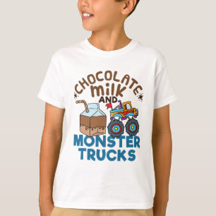 T-shirt Lait au chocolat mignon et camionnettes Monster