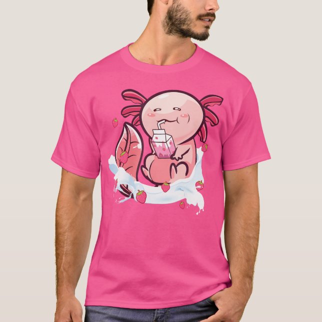 T-shirt Lait de fraise Axolotl Drôle Salamander Amphibien (Devant)