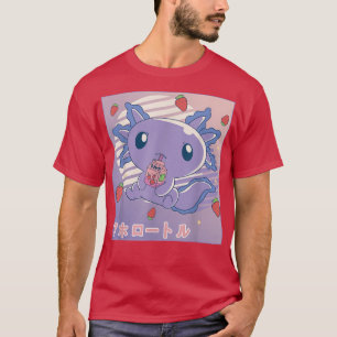 T-shirt Lait de fraise Axolotl Retro Kawaii Japon Axolotl