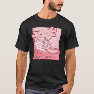 T-shirt Lait de fraise Axolotl Retro Kawaii Japon Axolotl