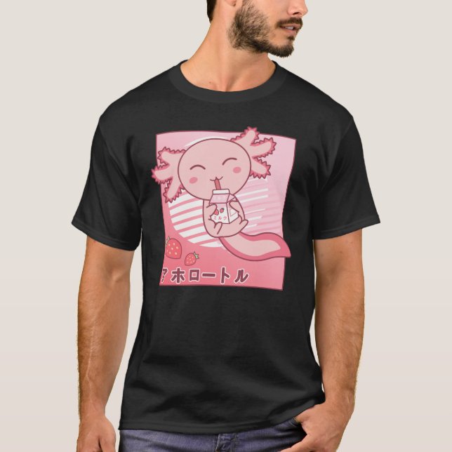 T-shirt Lait de fraise Axolotl Retro Kawaii Japon Axolotl (Devant)