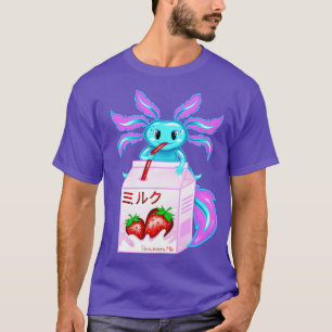 T-shirt Lait de fraise Axolotl Shake Kawaii mignon Japonai
