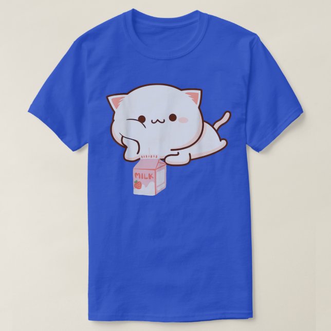 T-shirt Lait de fraise de chat Anime japonais Kawaii (Design devant)