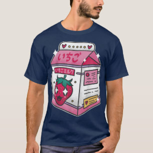 T-shirt Lait de fraise japonais Boisson Kawaii Manga Anime