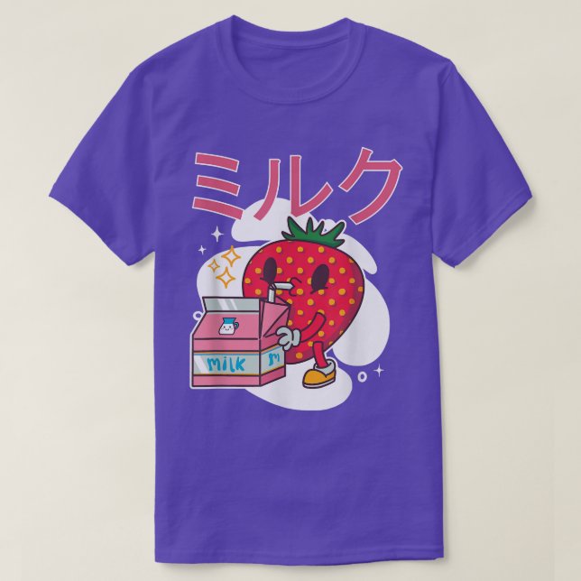 T-shirt Lait de fraise japonais Kawaii des années 90 (Design devant)