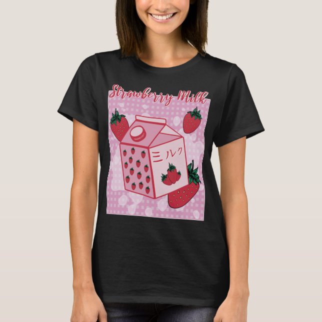 T-shirt Lait de fraise Japonais Rétro 90s Anime Fruit Aes (Devant)