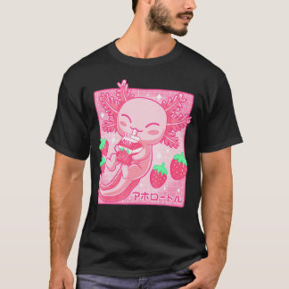 T-shirt Lait de fraise Kawaii Axolotl Shake Carton Japane