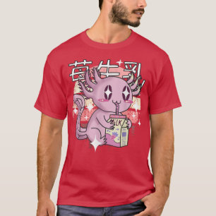 T-shirt Lait de fraise Kawaii Axolotl Shake Carton Japane