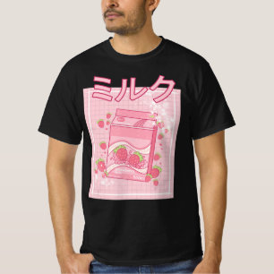 T-shirt Lait de fraise Kawaii Axolotl Shake Carton Japane