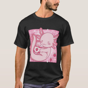T-shirt Lait de fraise Kawaii Axolotl Shake Carton Japane