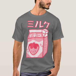 T-shirt Lait de fraise Kawaii Katakana Anime japonaise Sty