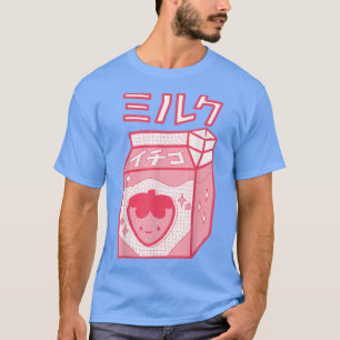 T-shirt Lait de fraise Kawaii Katakana Anime japonaise Sty