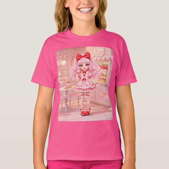 T-shirt Lait de fraise shake Poupée Kawaii (Devant)