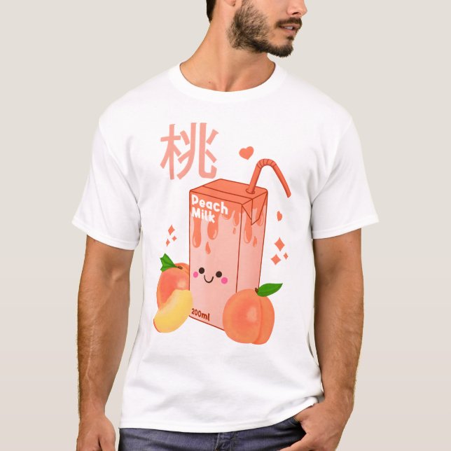 T-shirt Lait de pêche Kawaii (Devant)
