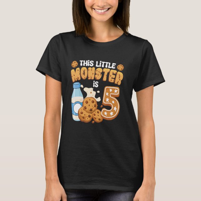 T-shirt Lait et biscuits Ce petit monstre est 5 5e Anniver (Devant)