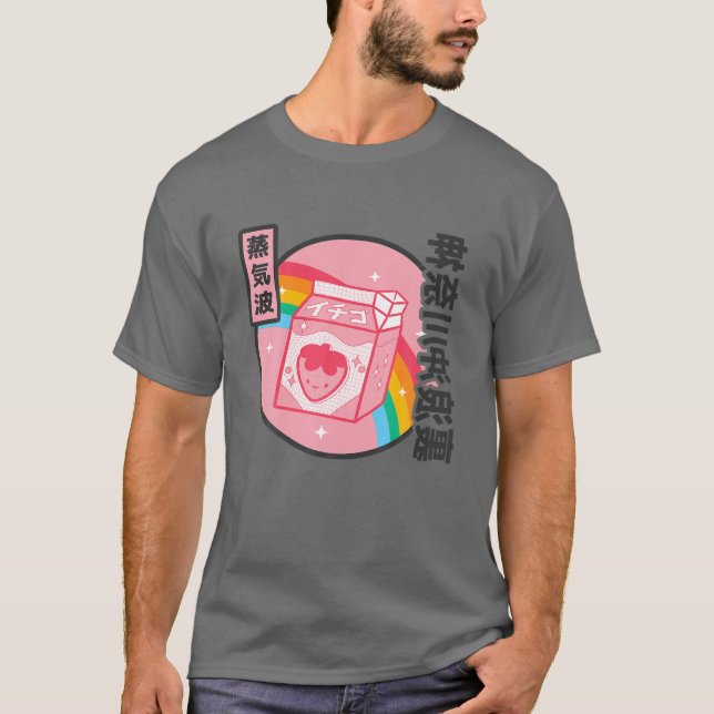 T-shirt Lait fraise Arc-en-ciel japonais style Otaku Vapor (Devant)