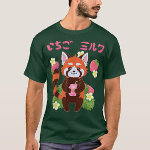 T-shirt Lait fraise (ichigo miruku) panda rouge mignon kaw