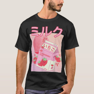 T-shirt Lait fraise Shake Carton drôle Retro 90s Japon
