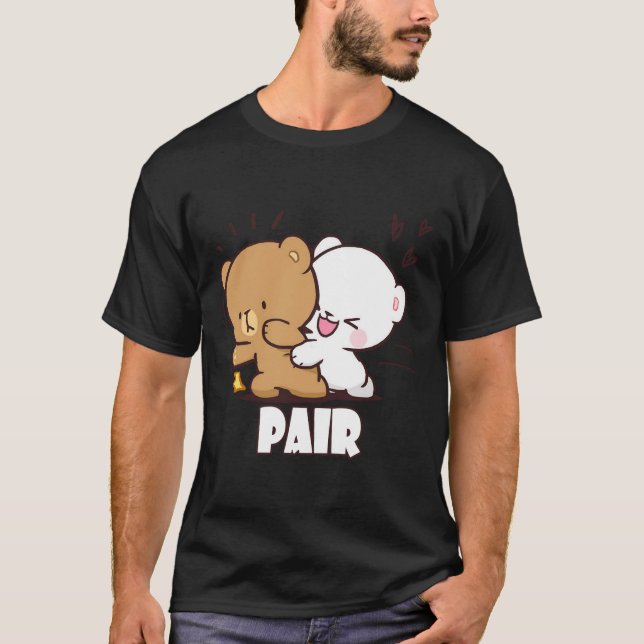 T-shirt lait mignon et mocha (Devant)