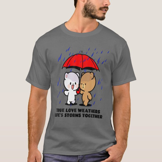T-shirt Lait Mocha Ours Véritable Amour Météo Tempêtes Val (Devant)