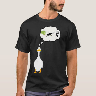 T-shirt laitue de drôle d'oie et poursuite de gens, laitue