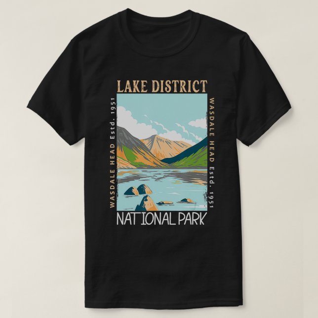 T-shirt Lake District National Park England Vin en détress (Design devant)