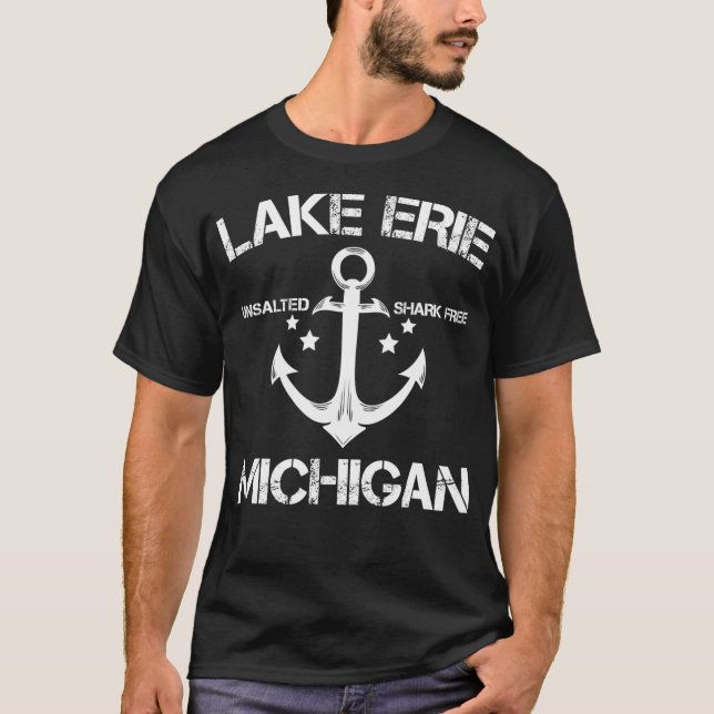 T-shirt LAKE ERIE MICHIGAN Funny Pêche Camping Summer Gi (Devant)