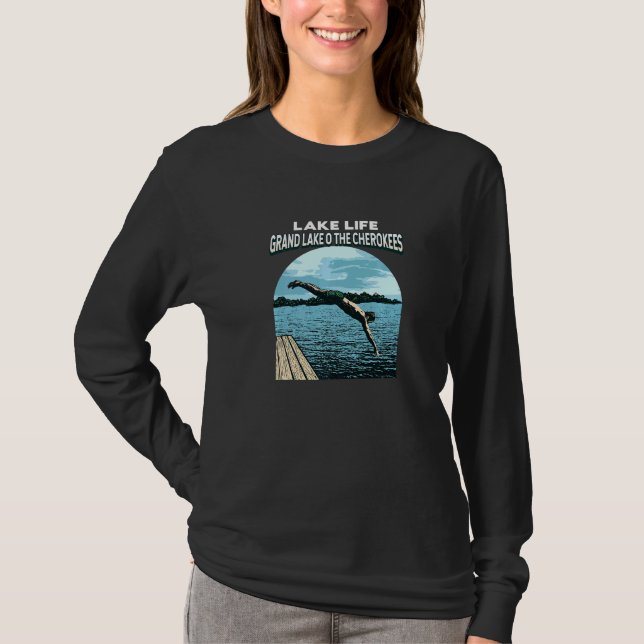 T-shirt Lake Life Grand Lake O'The Cherokees Natation Okl (Devant)
