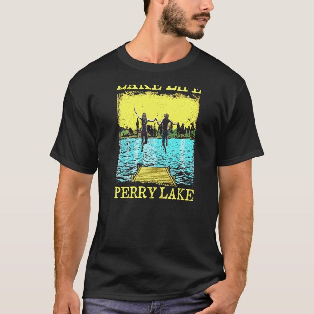 T-shirt Lake Life Perry Lake Natation Kansas Swimmer Campi (Devant)