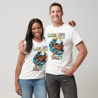 T-shirt Lake Life Plages Cuz Be Salty Hearts Mountains