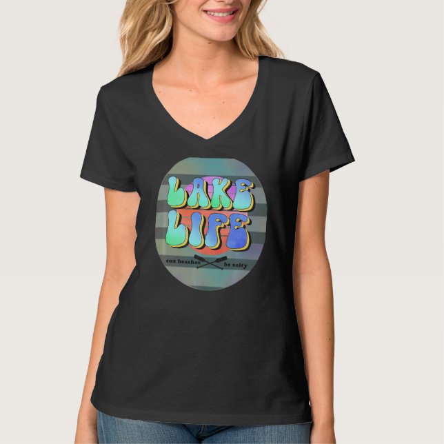 T-shirt Lake Life Retro Summer Pastel Camping Salty Beache (Devant)