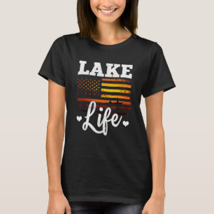 T-shirt Lake Life Usa Thème Drapeau Américain Extérieur Et