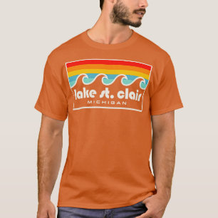 T-shirt Lake St Clair Fishing Michigan Retro Vintage Waves